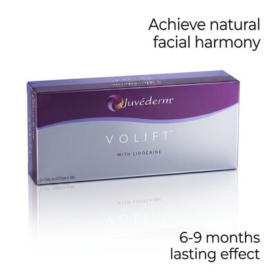 حجم 2 × 1 میلی لیتر Juvederm Voluma Filler ضد پیری پرکننده صورت برای افزایش حجم وسط صورت و بهبود شکل صورت