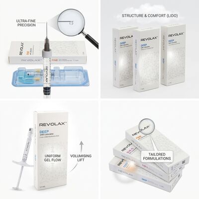 Revolax Deep Nasolabial Fold Filler Monophasic Cross-Linked Hyaluronic Acid Dermal Filler 1.1ml 24mg/ml