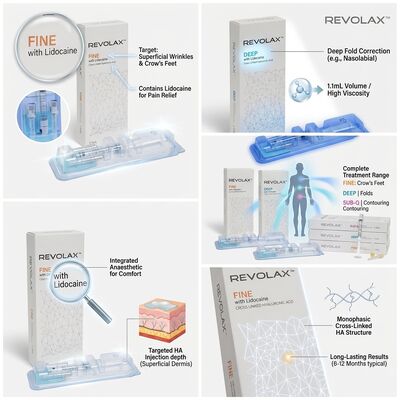 فیلر چانه Revolax Sub-Q، فیلر پوستی اسید هیالورونیک تک فازی متقاطع پیوند خورده 1.1 میلی لیتر برای برجسته سازی چانه
