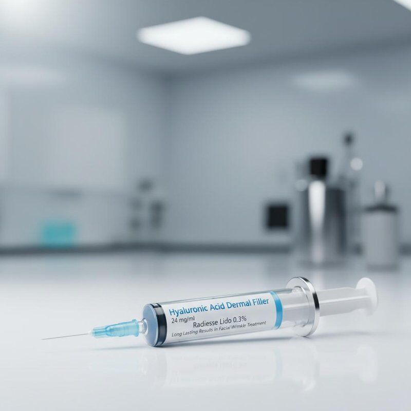 24 Mg/ml اسید هیالورونیک پرکننده پوست Radiesse Lido غلظت 0.3 درصد ارائه نتایج طولانی مدت در درمان چین و چروک صورت